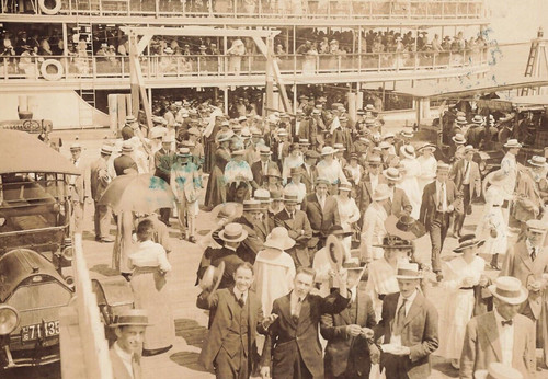 Paddle steamer boat dock 1910 - boat,