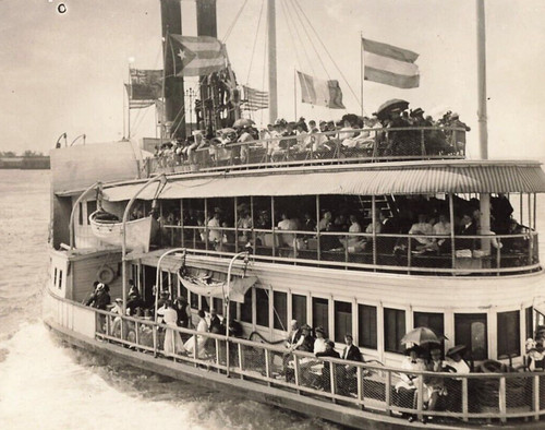 Paddle steamer boat 1910 press - paddle,